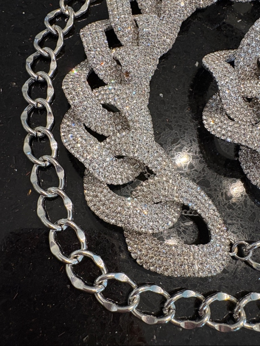*Silver Rhinestones Crystal Pave Chain Link Adjustable Belt Sparkly BOHO GLAM - Picture 3 of 7